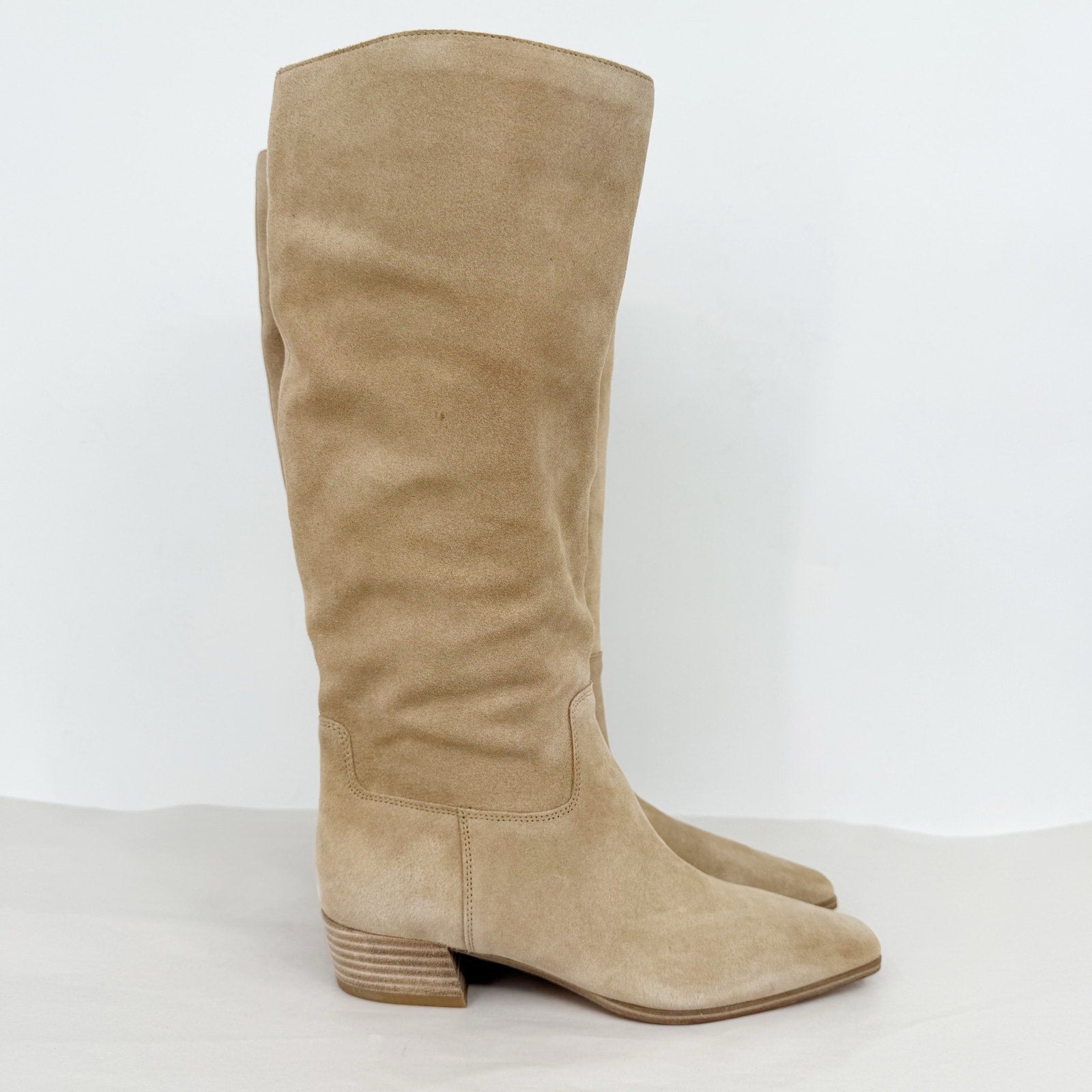 Vince Camuto Womens Pavla 2 Knee High Boots US 7.5 M Wide Calf Beige Suede NIB