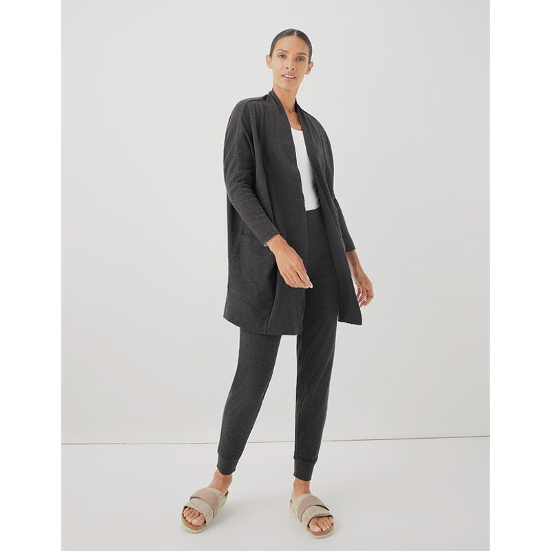 PACT Women' Airplane Wrap Cardigan XS-Small Gray Charcoal Heather Open Front NWT