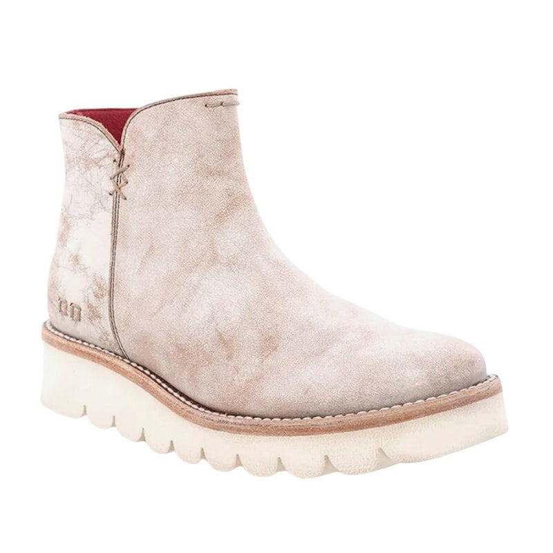 BEDSTU Womens Lydyi Ankle Bootie US 10 White Rustic Side Zipper Leather Boot NIB