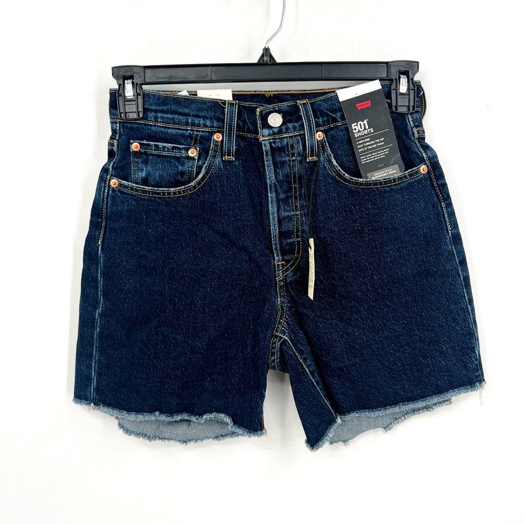 LEVIS Womens 501 Mid Thigh Long Jean Shorts Size 26 US 2/4 Blue 858330019 NWT
