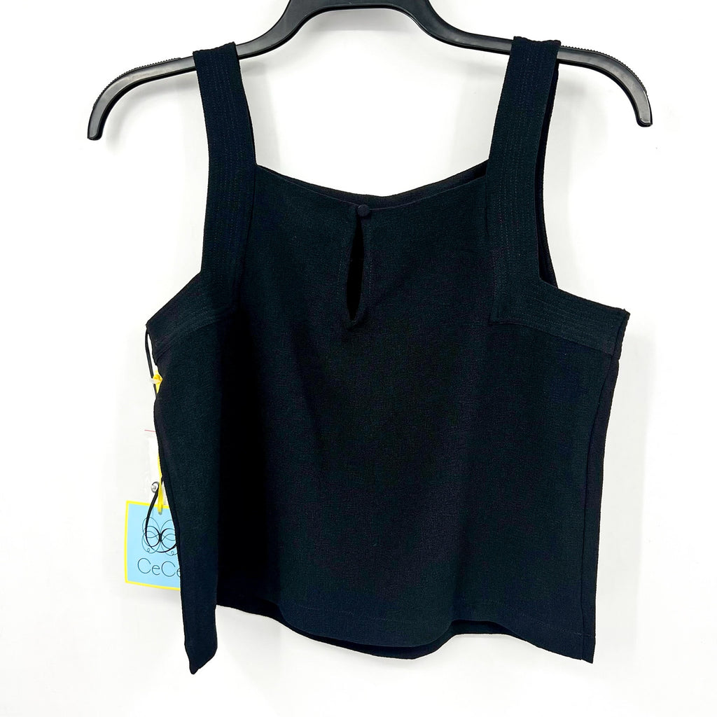 CECE Women's Square-Neck Tank Top Medium Rich Black Sleeveless NWT