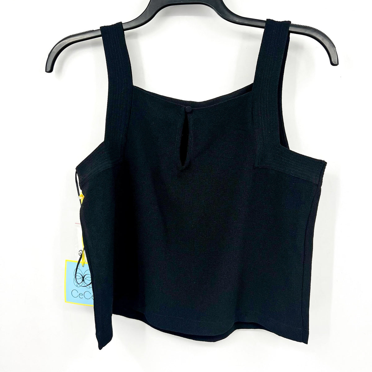 CECE Women's Square-Neck Tank Top Medium Rich Black Sleeveless NWT