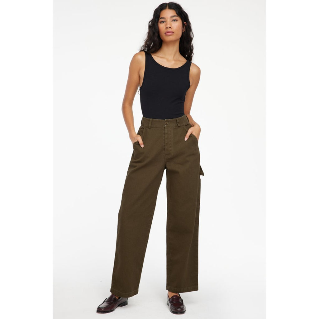 LACAUSA Women's Aiden Trouser Jeans Size 8 Green Brown Nori Wash Mid Rise NWT
