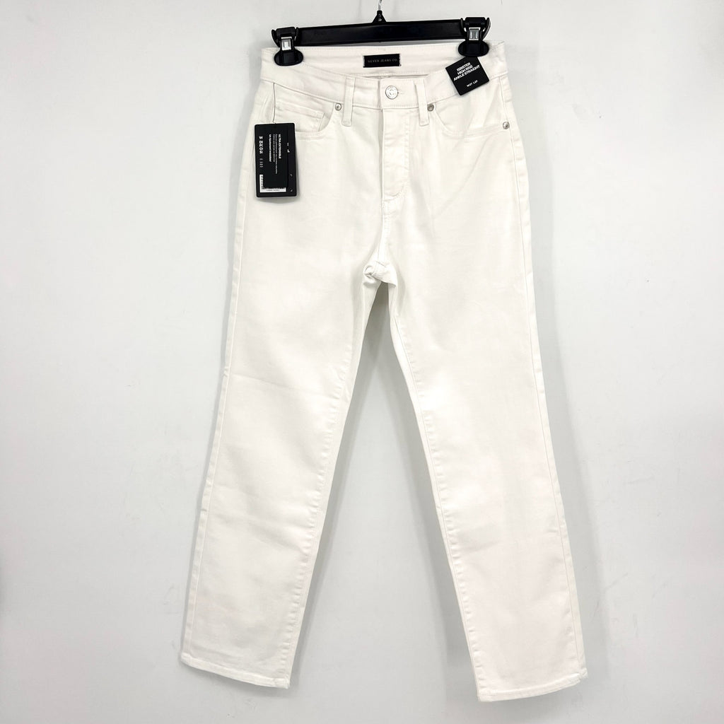 SILVER JEANS CO. Isbister Straight Leg Ankle Jeans 27x27 US 4 White Stretch NWT