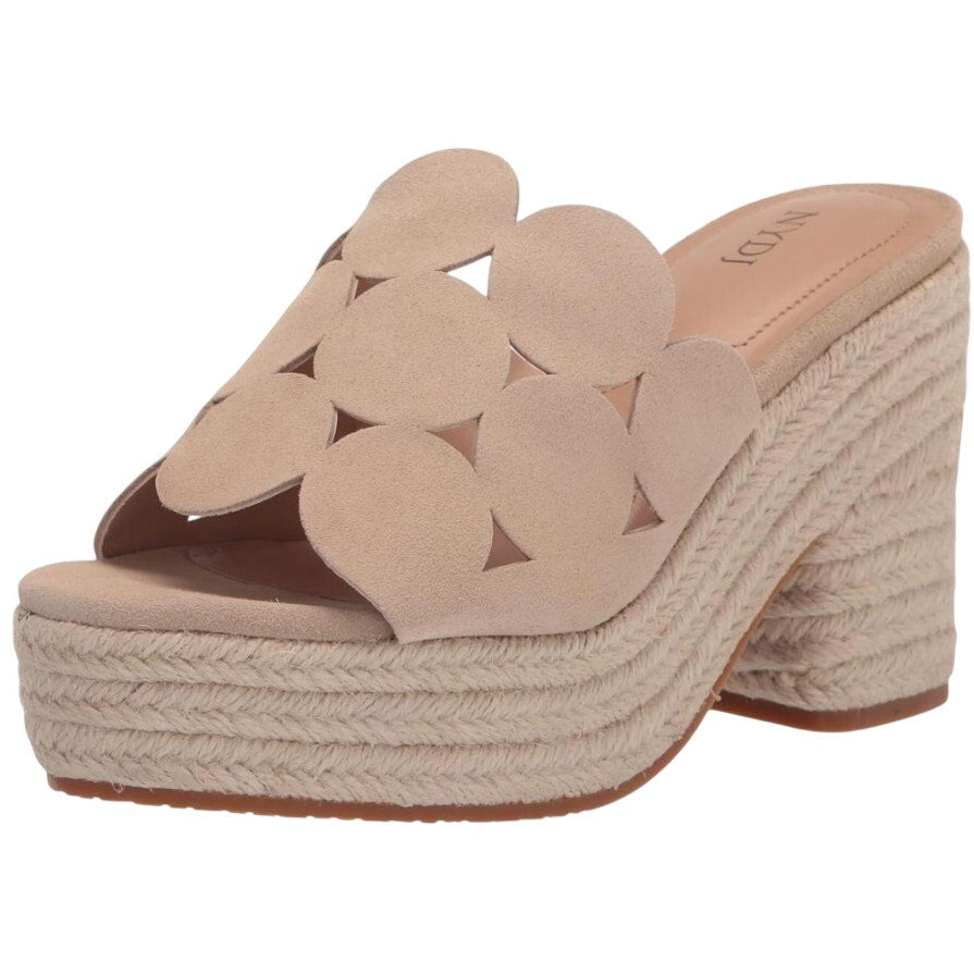 NYDJ Womens Helene Heeled Sandals Size 8.5 M Sand Beige Suede Platform NIB