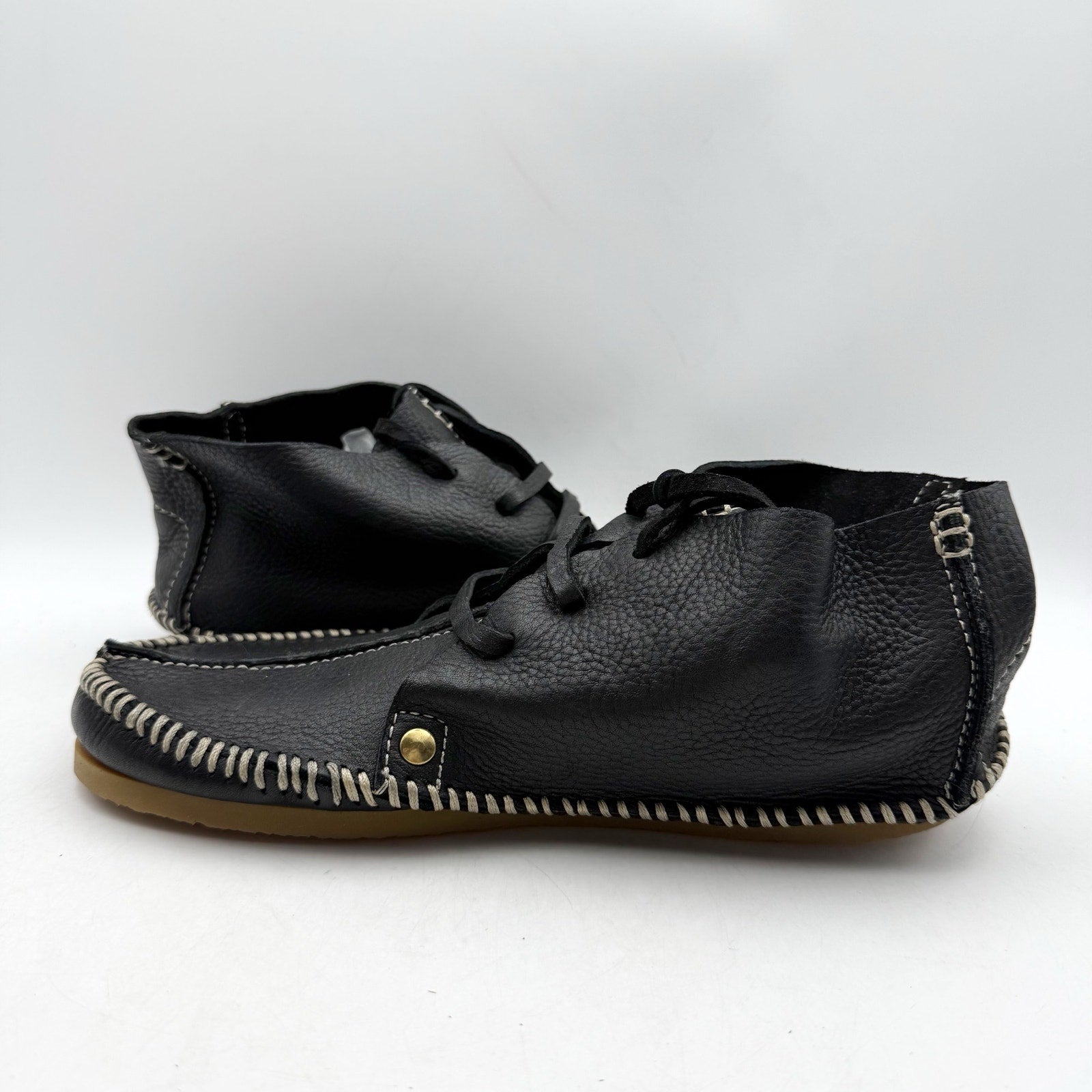 RE/DONE Womens Metal Oxford Shoes EU 37 US 7 Black Leather NWOB