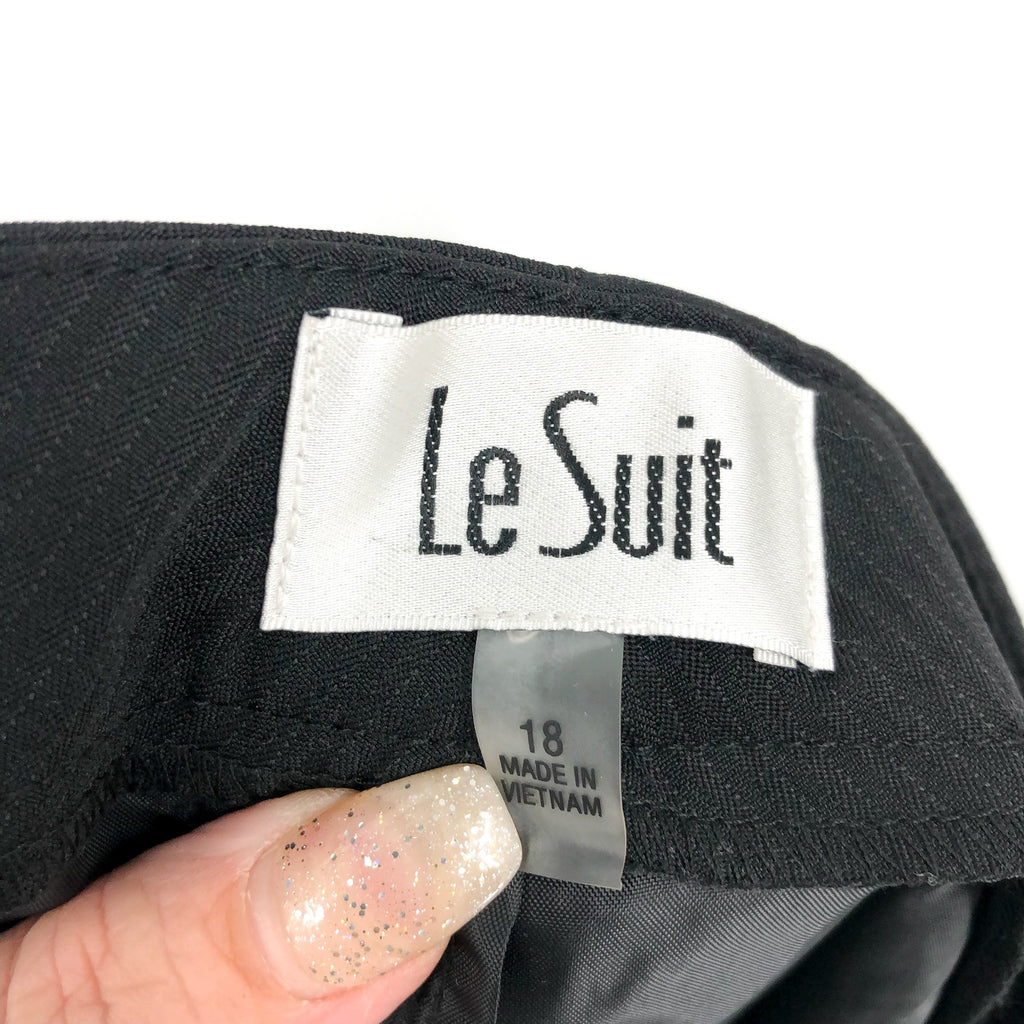 LE SUIT Women's Straight Leg Suit Pants Size 18 Black Flat Front Stretch NWOT