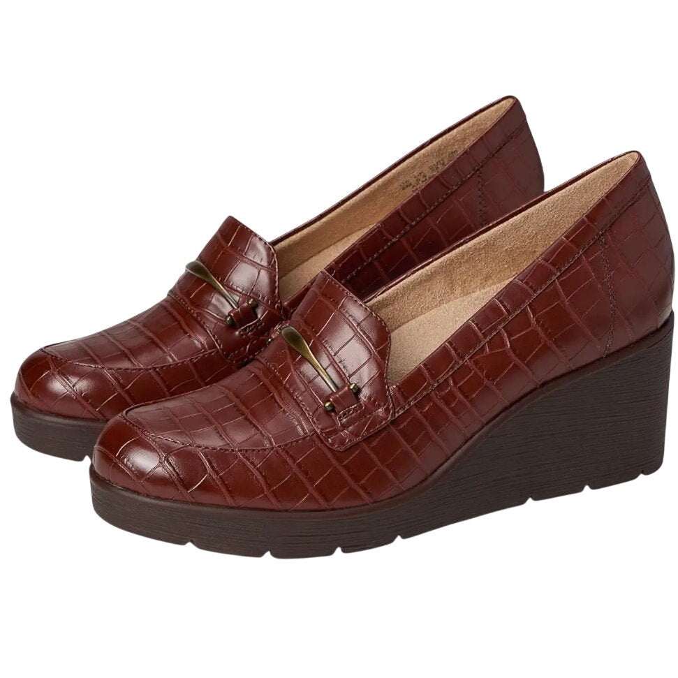 Soul Naturalizer Womens Achieve Wedge Loafers US 6.5 Wide EU 36.5 Brown NIB
