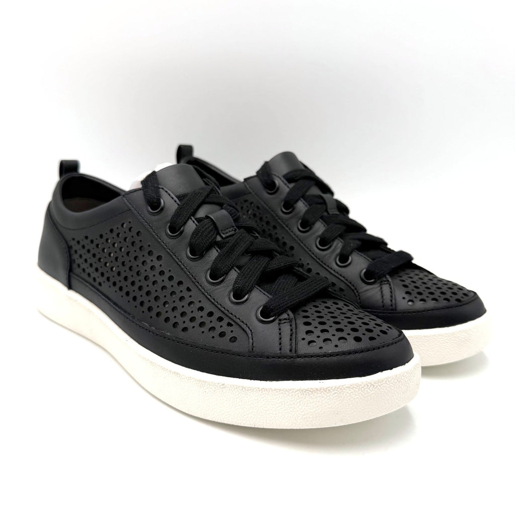 Vionic Womens Winny Perf Perforated Casual Sneakers Size 7.5 Black Leather NIB