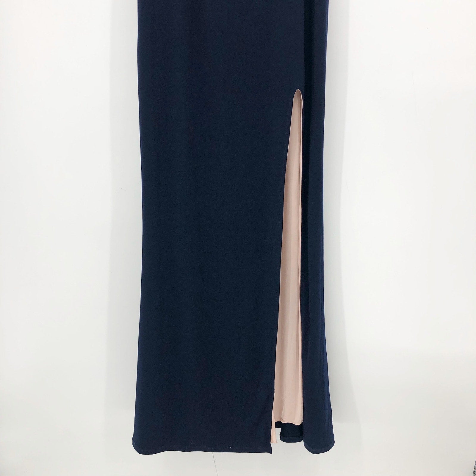 CITY STUDIO Trendy Off-The-Shoulder Slit Gown 16W Navy Blue Rose Pink NWT