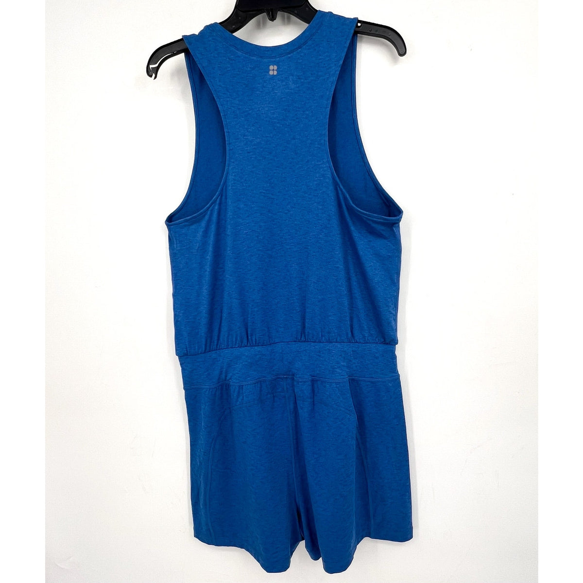 SWEATY BETTY Women's Gary Sleeveless Romper Large US 10 Oxford Blue Marl NWT