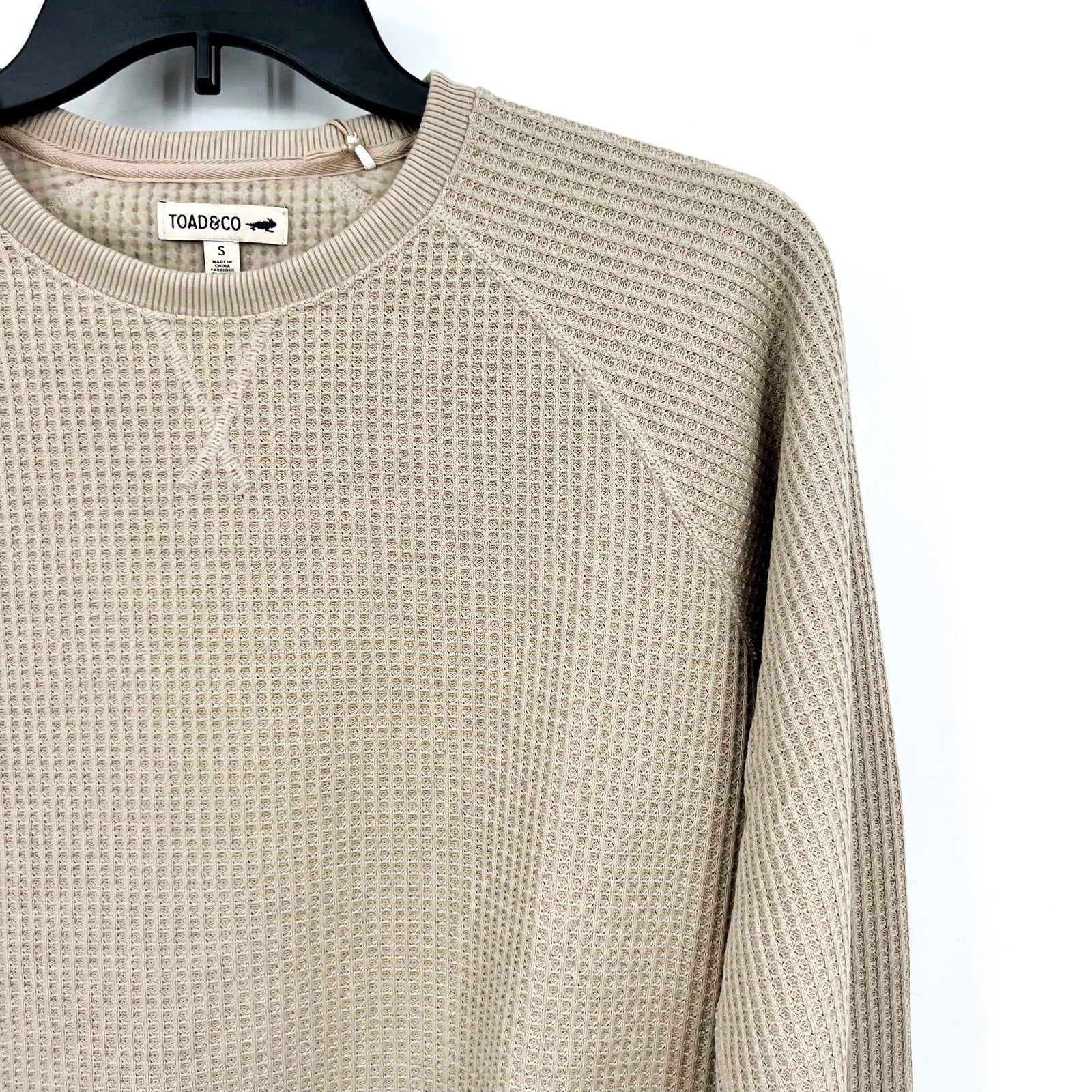 TOAD & CO Womens Bitterroot Sweatshirt Small Twine Beige Waffle Long Sleeve NWT