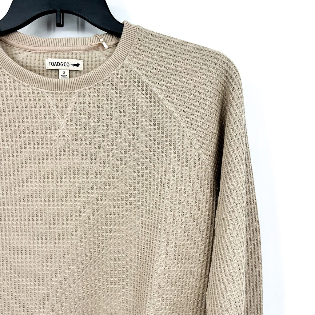 TOAD & CO Womens Bitterroot Sweatshirt Small Twine Beige Waffle Long Sleeve NWT