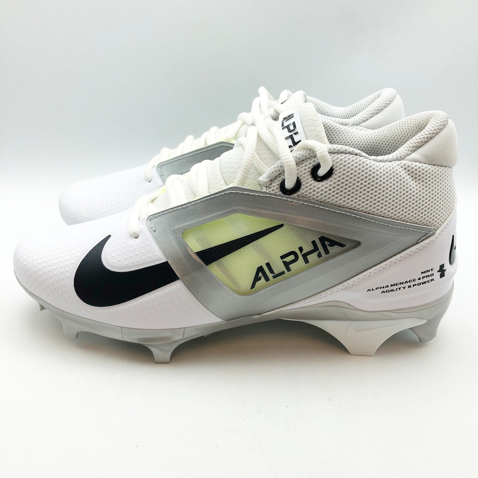 Nike Mens Alpha Menace 4 Pro Molded Football Cleats Size 9 White Black NWOB