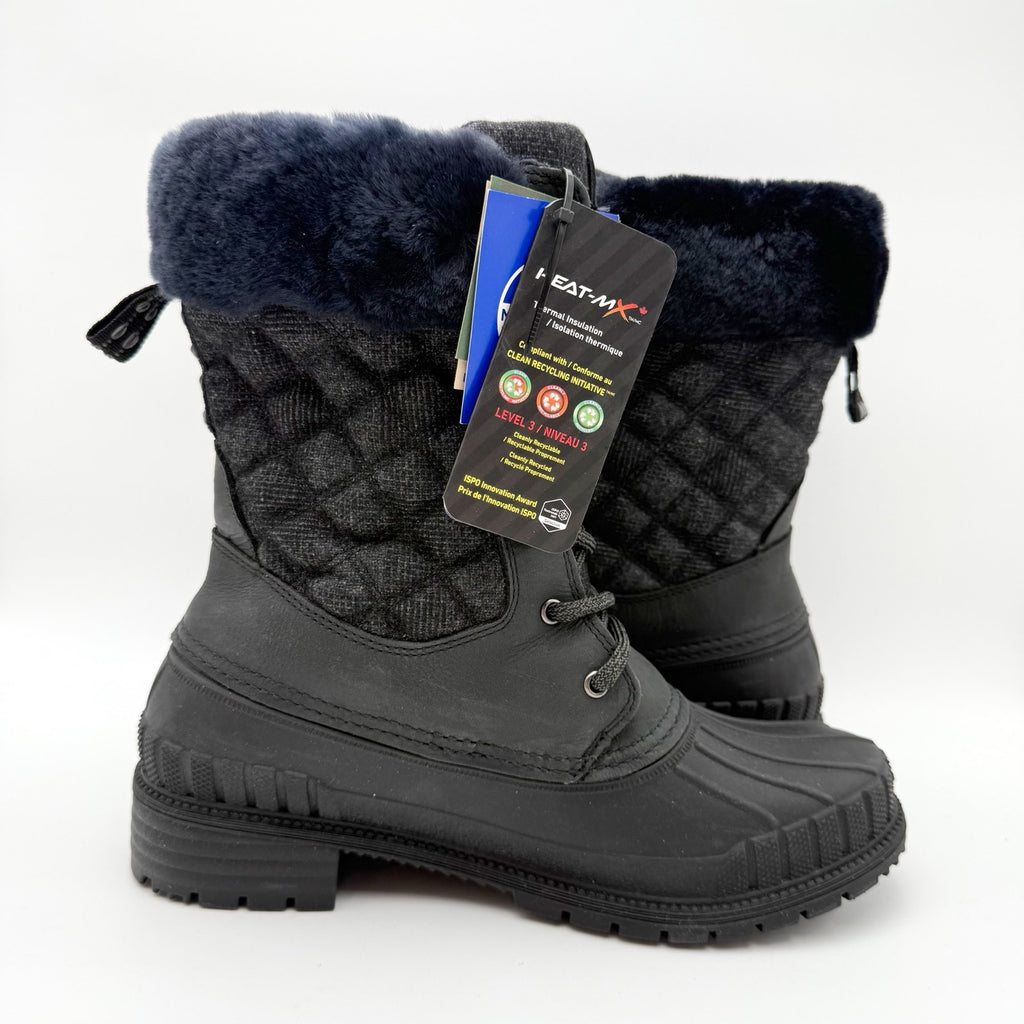 Kamik Womens Sienna Cuff 2 Winter Boots US 9 EU 40 Black Leather Fur NIB