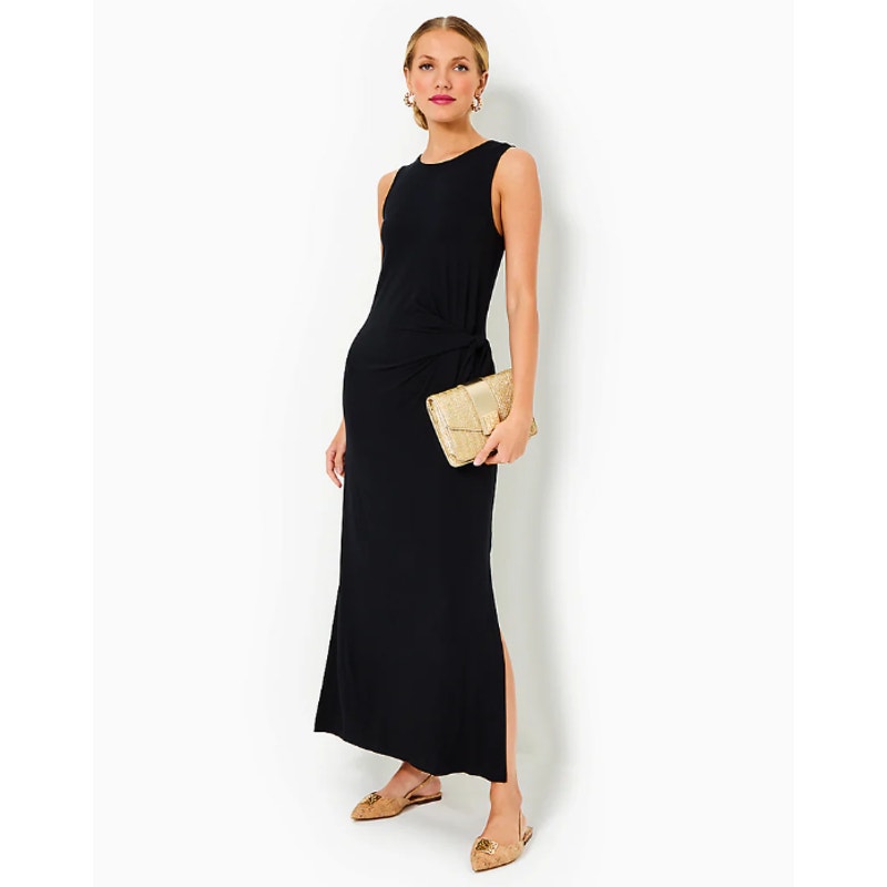 LILLY PULITZER Womens Bryson Sleeveless Maxi Dress Small Black Tie Waist NWT
