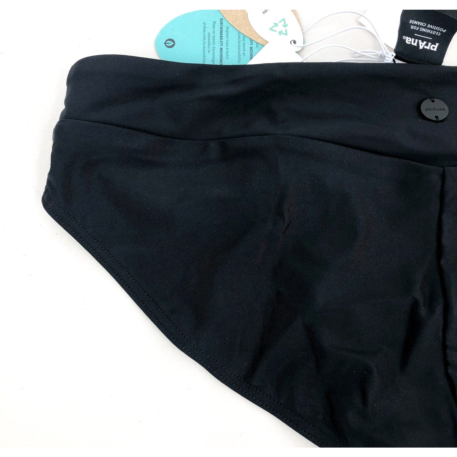 PRANA Women's Presolana Bikini Bottoms XS Black Hipster Stretch NWT