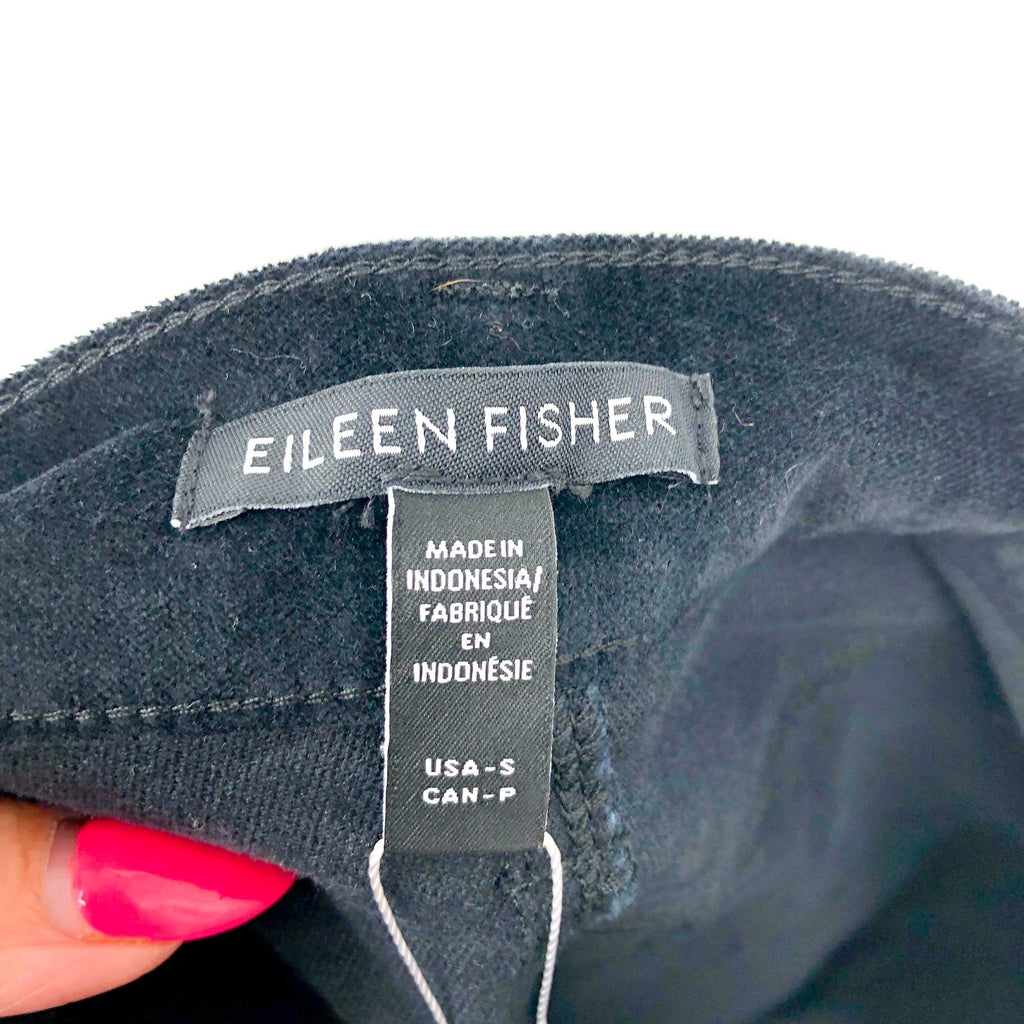 EILEEN FISHER Women's Slim Ankle Jeans Small Black Velveteen High Waisted NWT