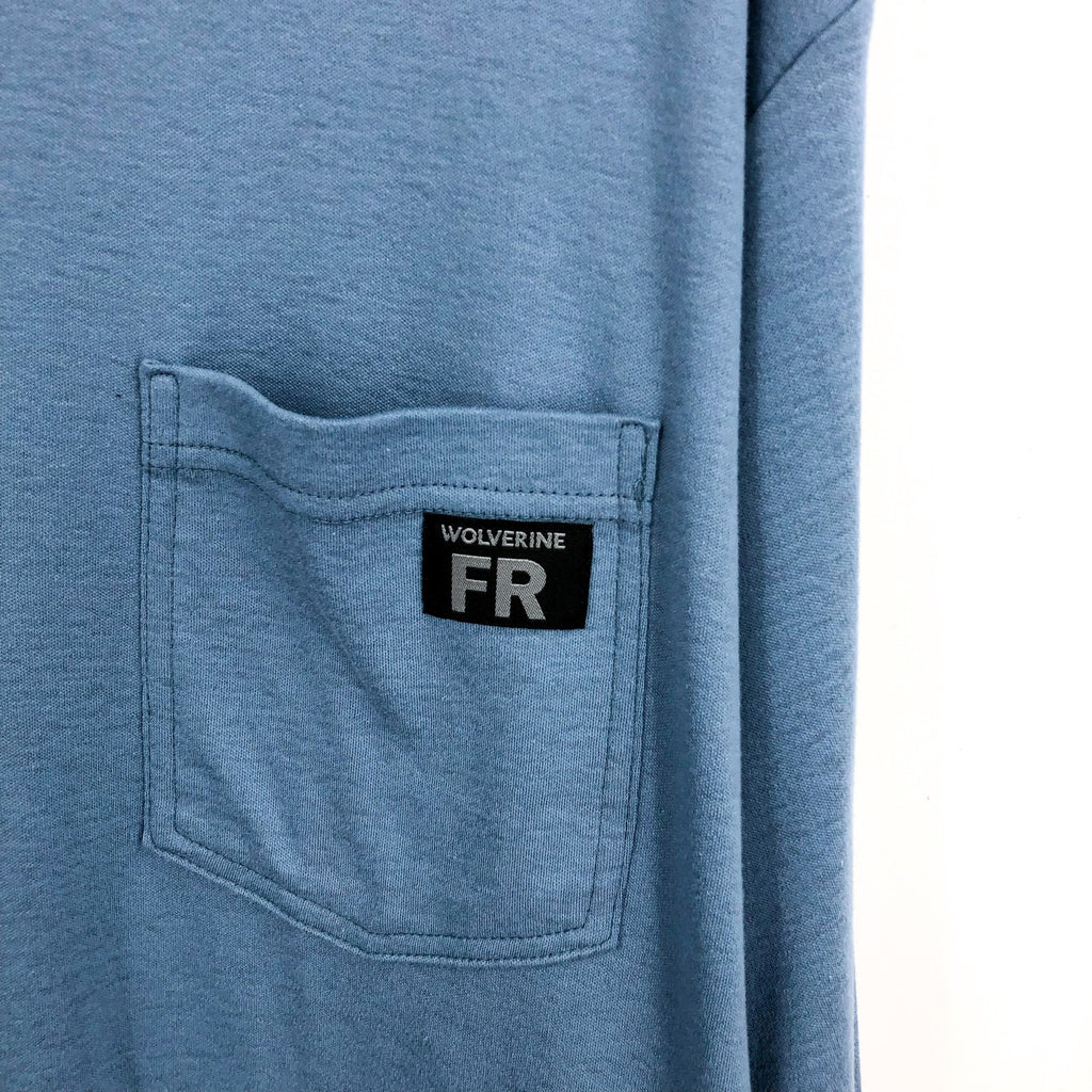WOLVERINE Mens Guardian Cotton Long Sleeve Henley Shirt XXL Blue Flame Resis NWT