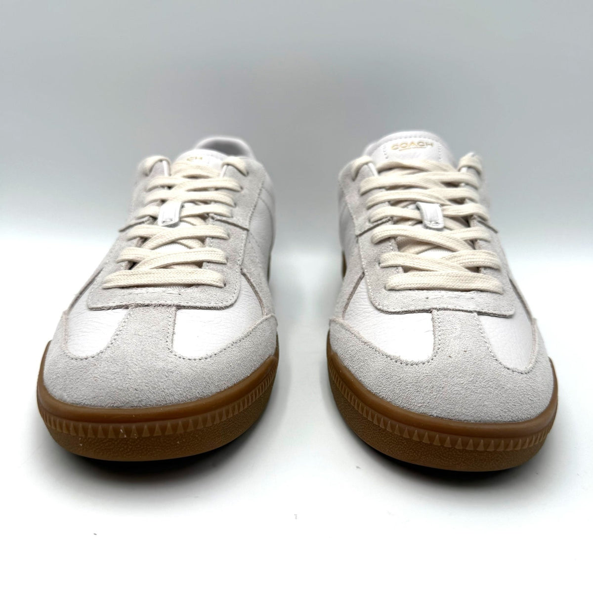 Coach Mens Ellis Low Top Casual Sneakers Size 9.5 Optic White Leather Suede NWOB