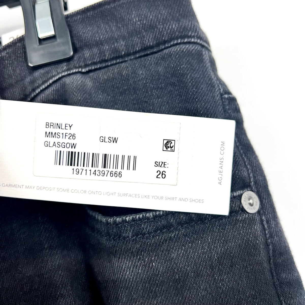 AG ADRIANNO GOLDSCHMIED Brinley Straight Leg Jeans Size 26 4 Black Glasgow NWT
