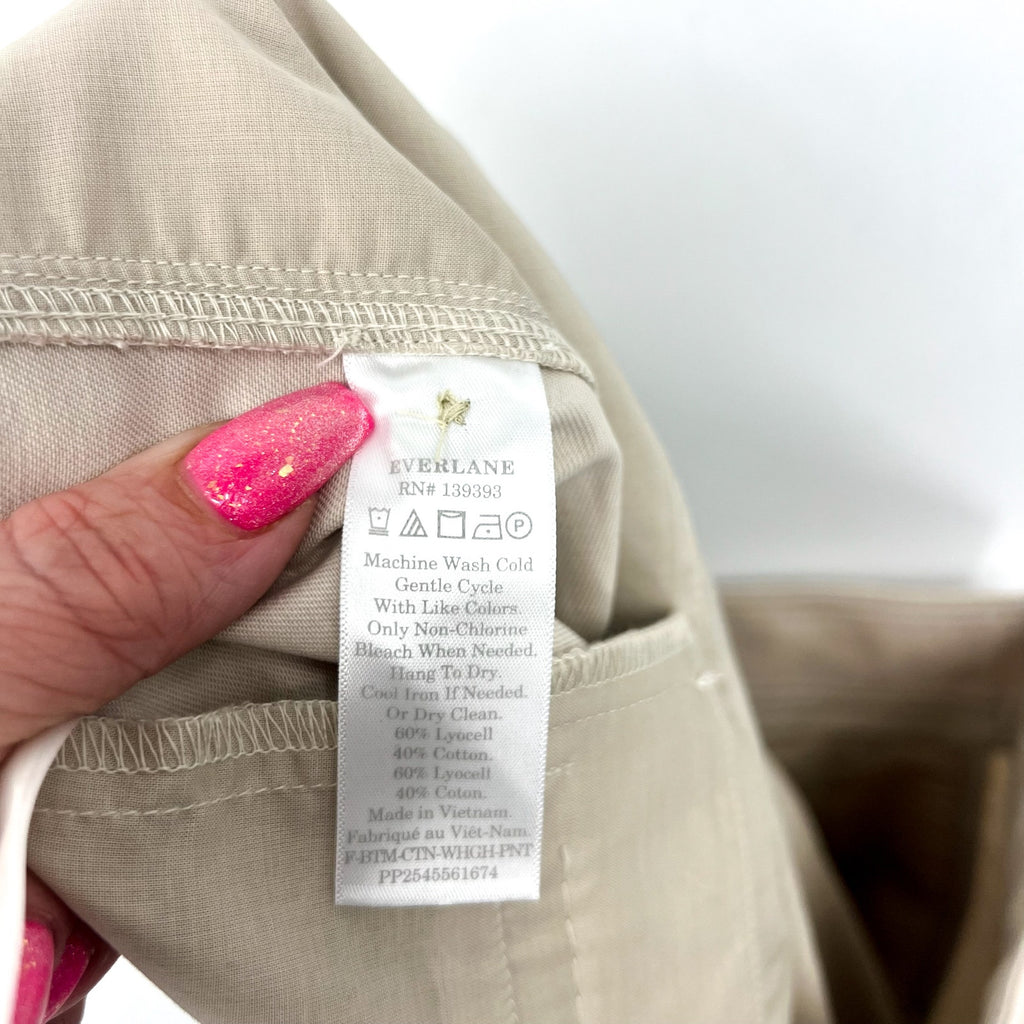 EVERLANE Women's Way High Drape Pants Size 12S Khaki 29" Inseam Sandstone NWT