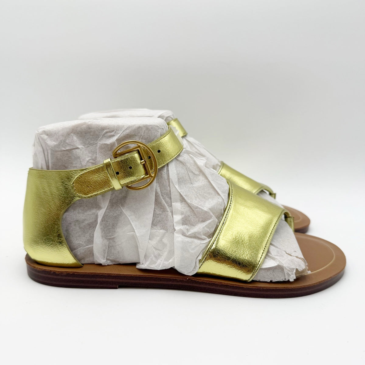 Franco Sarto Womens Ruth Ankle Strap Sandals Size 8 M Green Metallic NIB