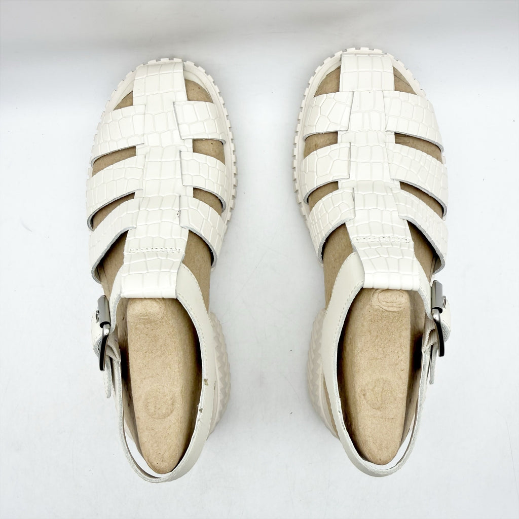Sorel Womens Ona Streetworks Fisherman Sandals US 6 White Croc Leather NWOB