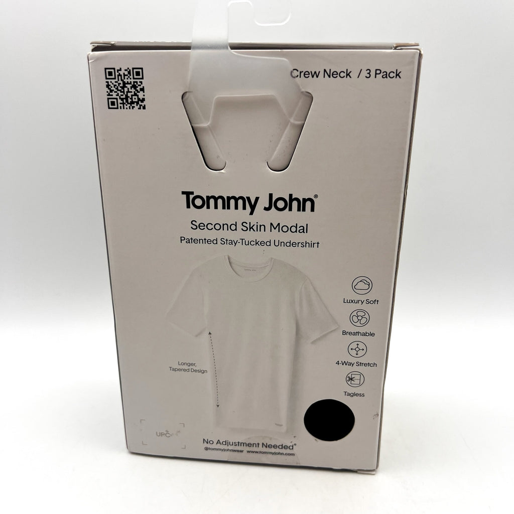 TOMMY JOHN Men's Crew Neck Stay Tucked Undershirt XL Black 3 Pack Modal NWT