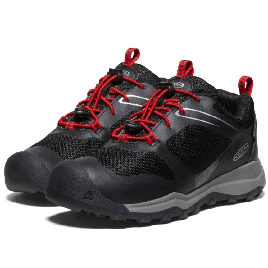 KEEN Big Kids Wanduro Sneakers Size 5 Black Red Waterproof NWOB