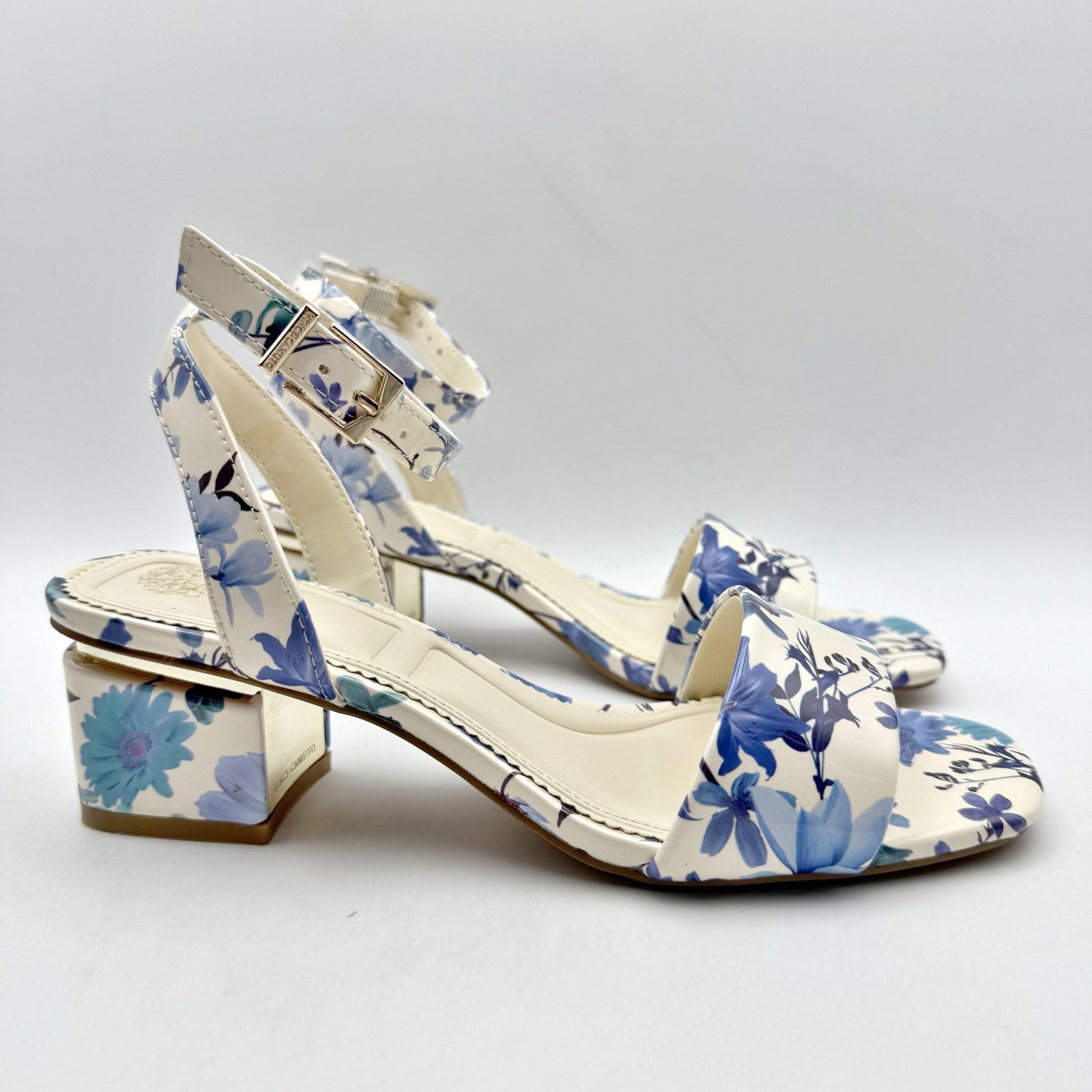 Vince Camuto Womens Acaylee Heeled Sandals US 6.5 M EU 37 Blue Floral NIB