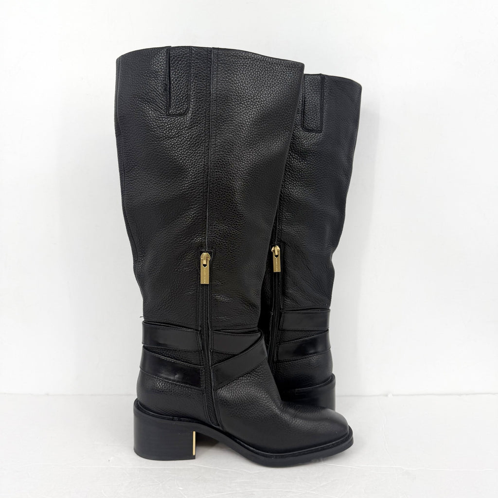 Vince Camuto Womens Gini Knee High Boot US 6.5 Wide XW CALF Black Leather NWOB