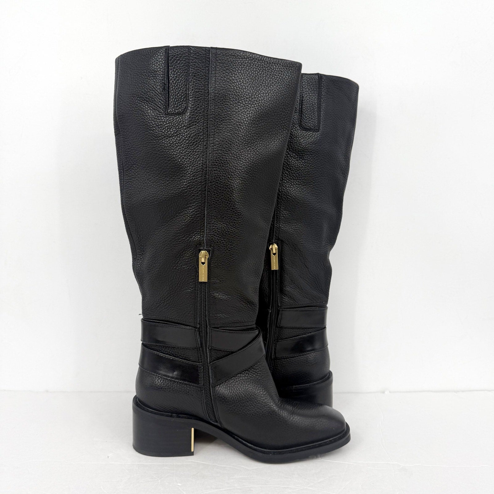 Vince Camuto Womens Gini Knee High Boot US 6.5 Wide XW CALF Black Leather NWOB