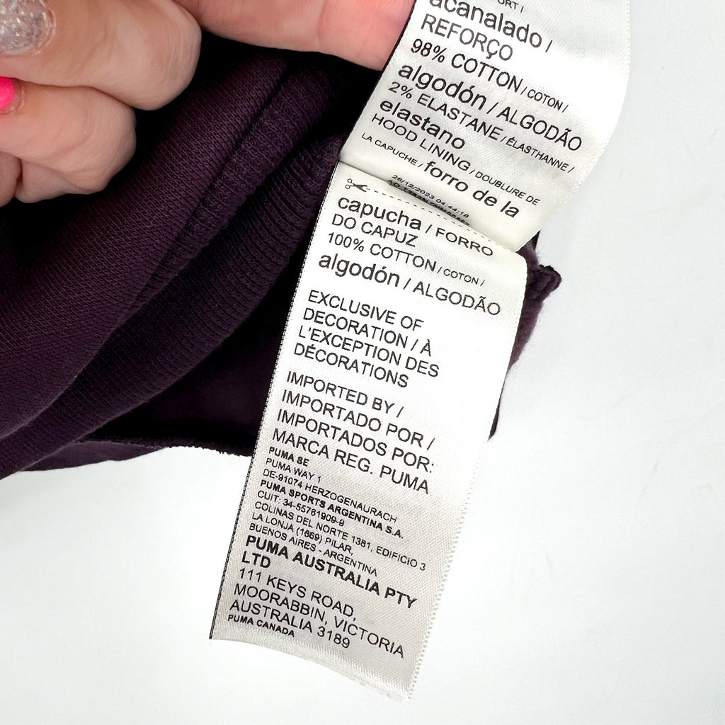 PUMA Womens Essentials Big Logo Hoodie Large Purple Sweatshirt Midnight Plum NWT