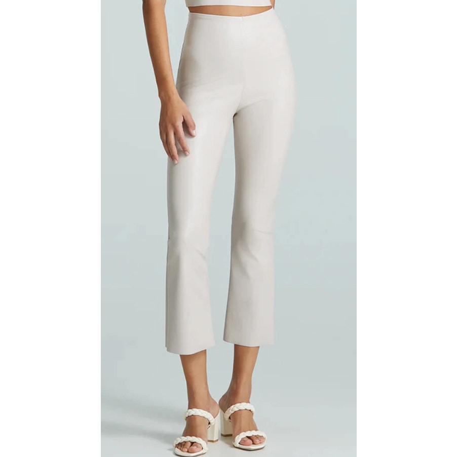 COMMANDO Women's Faux Leather Crop Flare Legging XL Cream Porcelain NWT