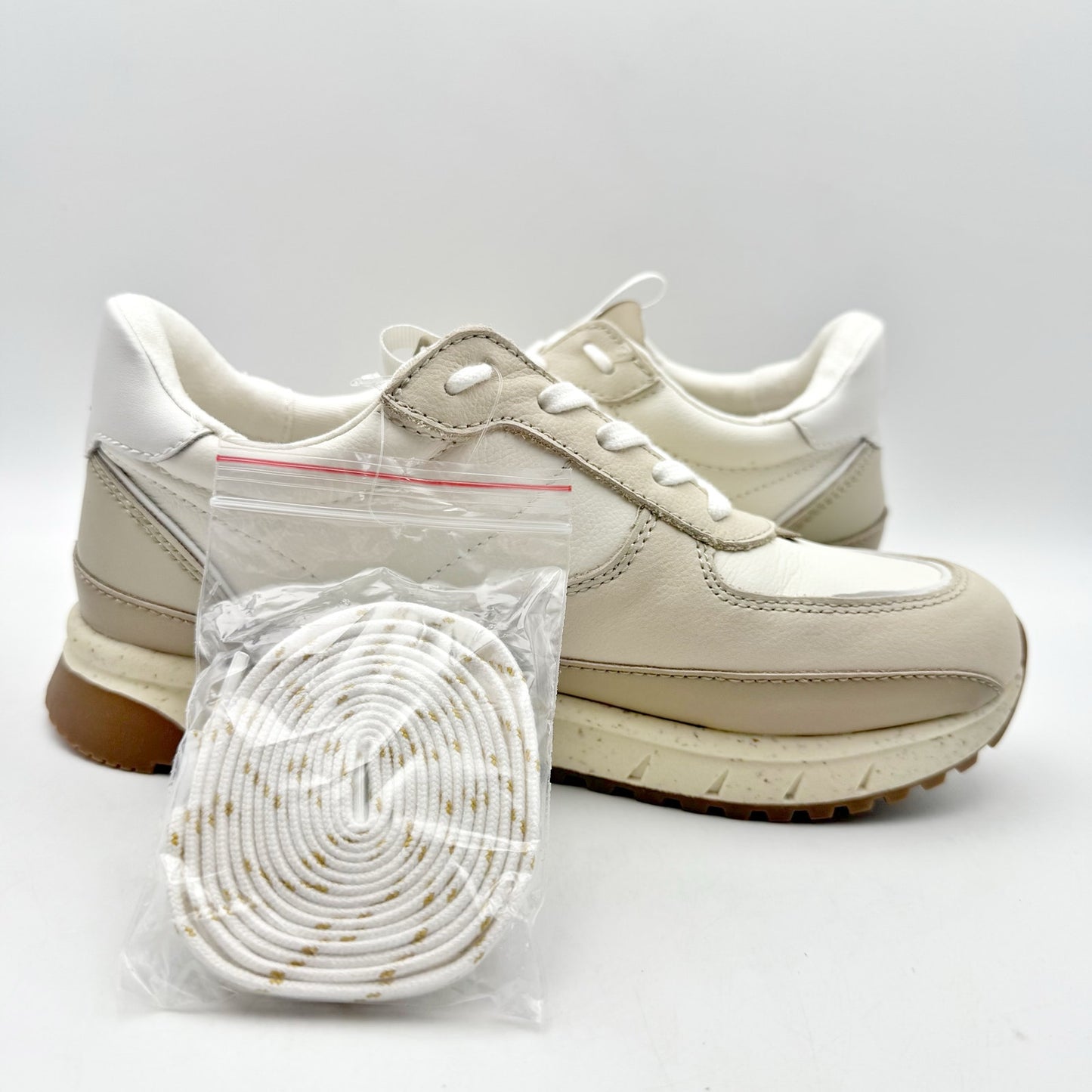 MADEWELL Womens Kickoff Trainer Sneakers US 7 M Cream Tan White Leather NIB