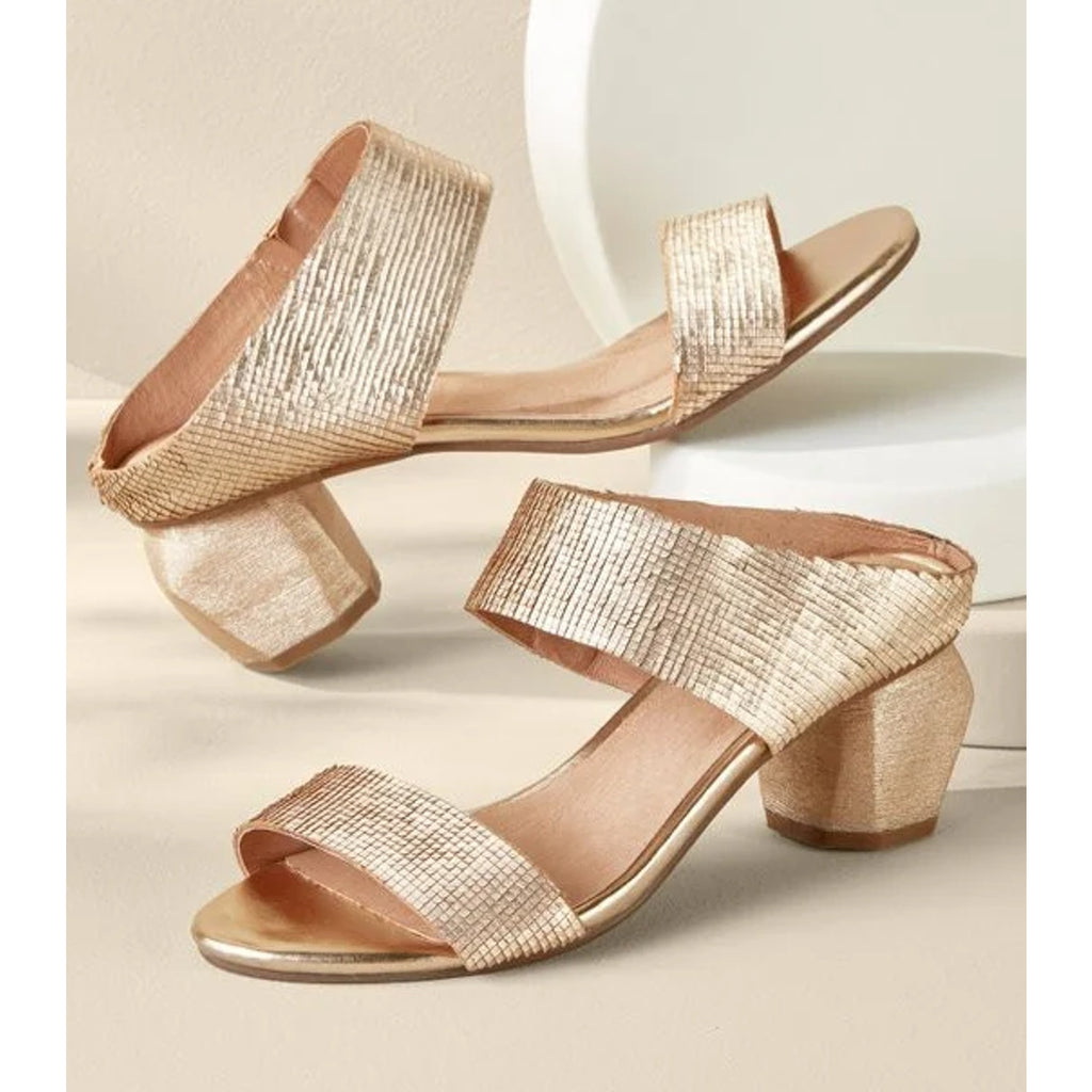 Antelope Womens Amelia Heeled Sandals EU 40 US 9.5 Gold Textured Leather NWOB
