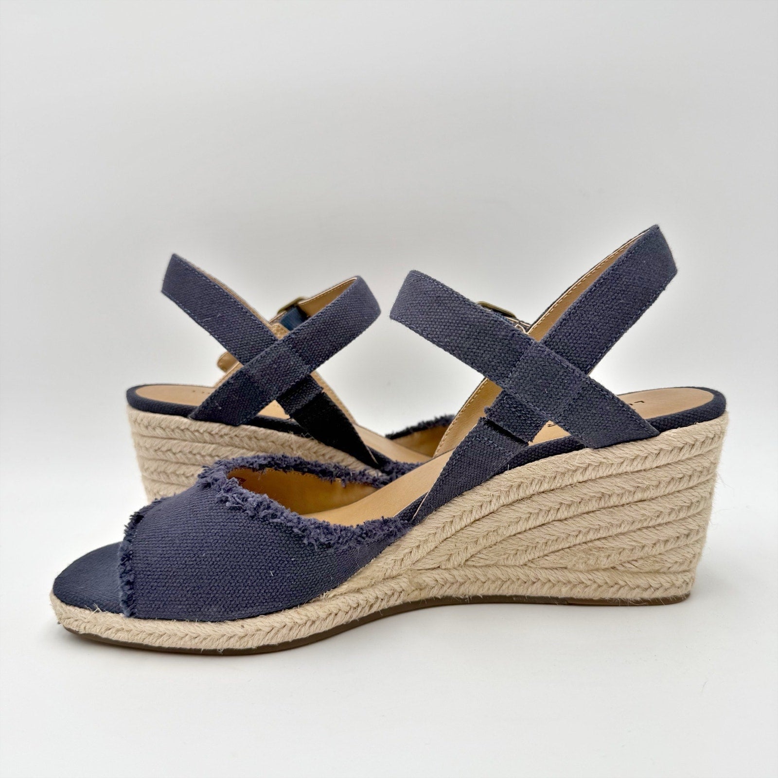 Lucky Brand Womens Mindra Espadrille Wedge Sandals Size 10 Wide Indigo Blue NIB