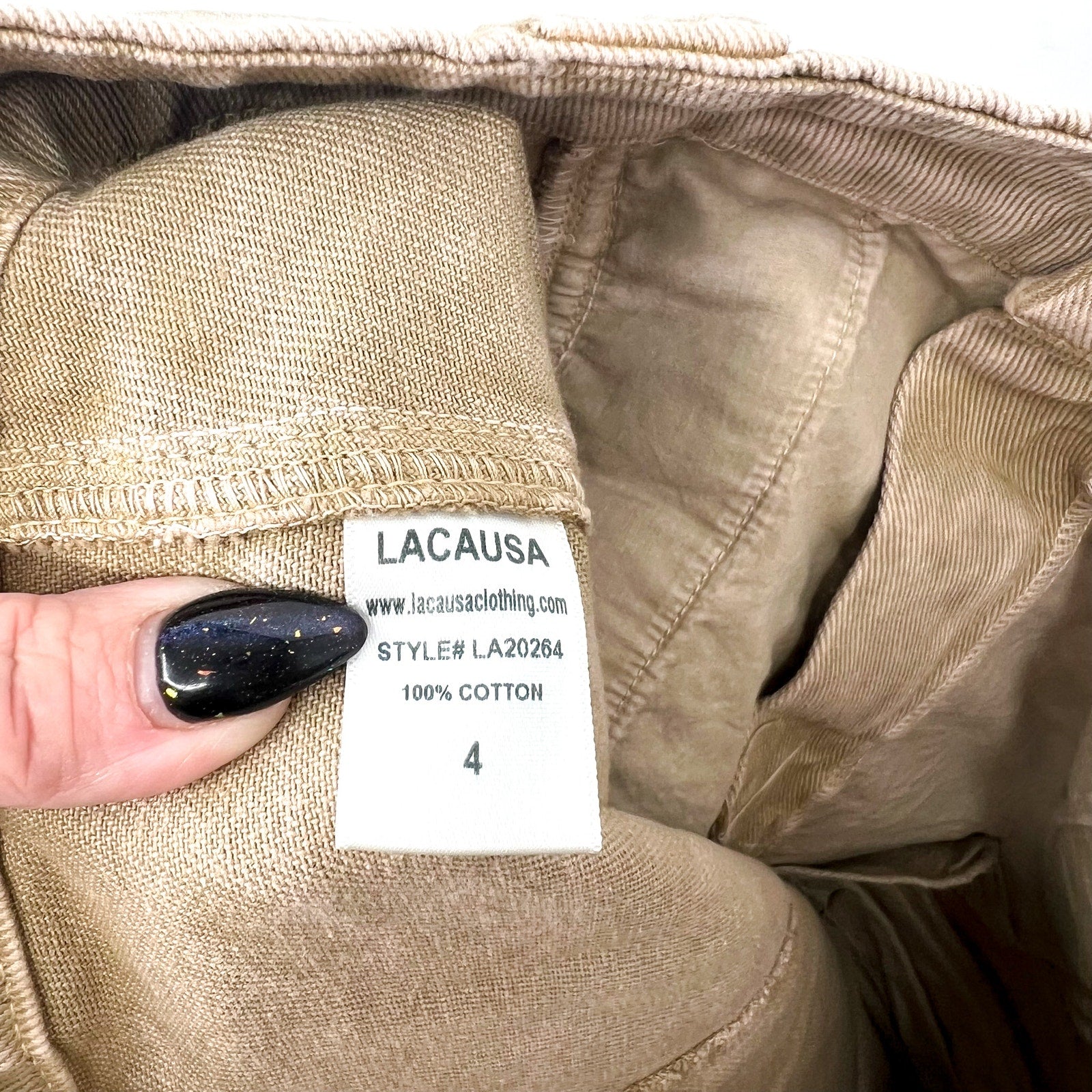 LACAUSA Women's Diego Cargo Trouser Jeans Size 4 Sand Mineral Wash High Rise NWT