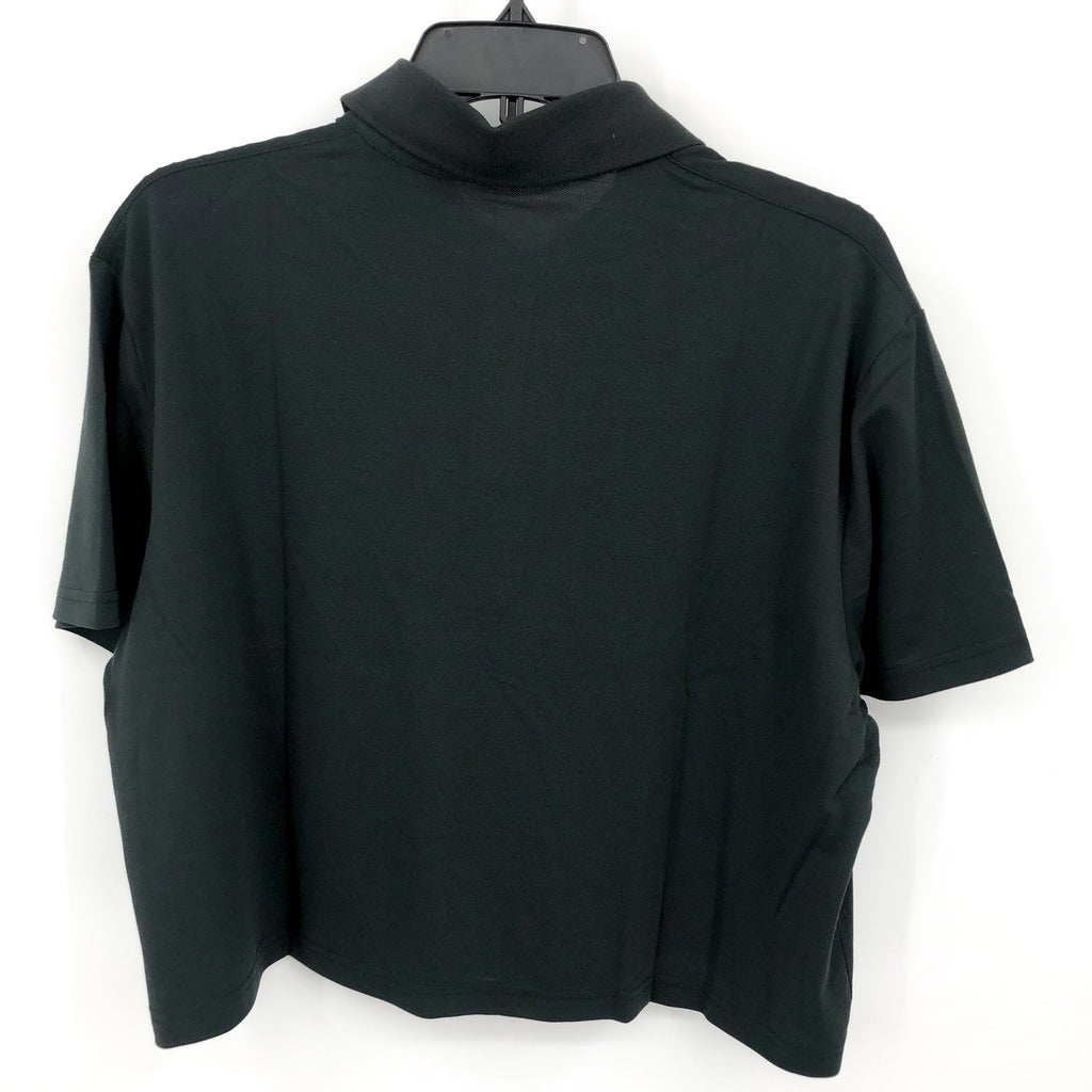 OUTDOOR VOICES Womens Birdie Cropped Polo Shirt Black XXL Short Sleeve