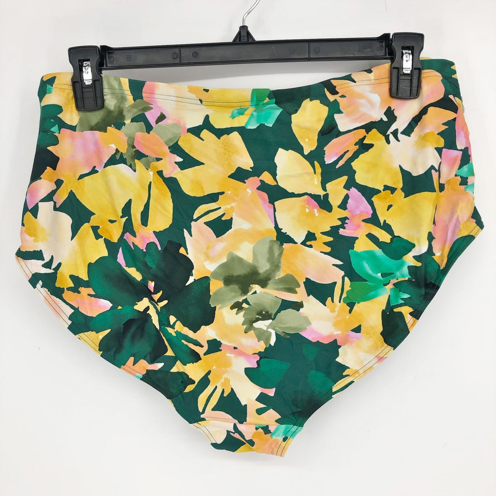ARTESANDS Les Nabis Botticelli High Waist Bikini Bottom 16 Green Floral Swim NWT