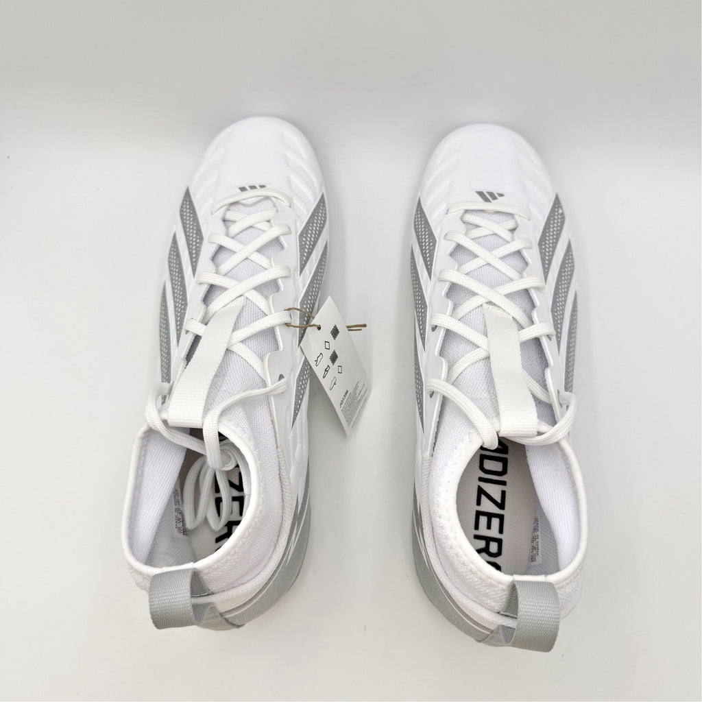 Adidas Mens Adizero Impact.2 II Football Cleats Size 11.5 EU 45 White Silver NIB
