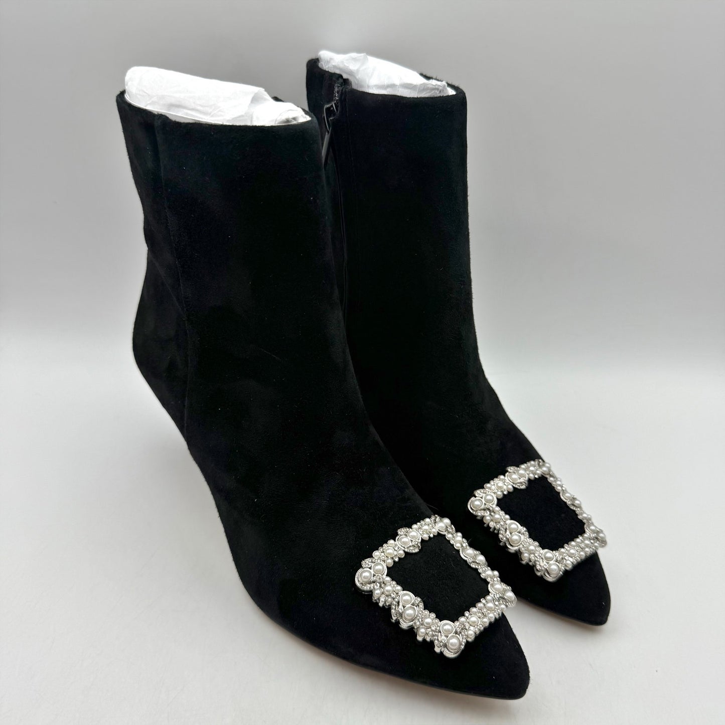 Sam Edelman Womens Ulissa Luster Ankle Bootie US 7.5 Black Suede Rhinestone NWOB