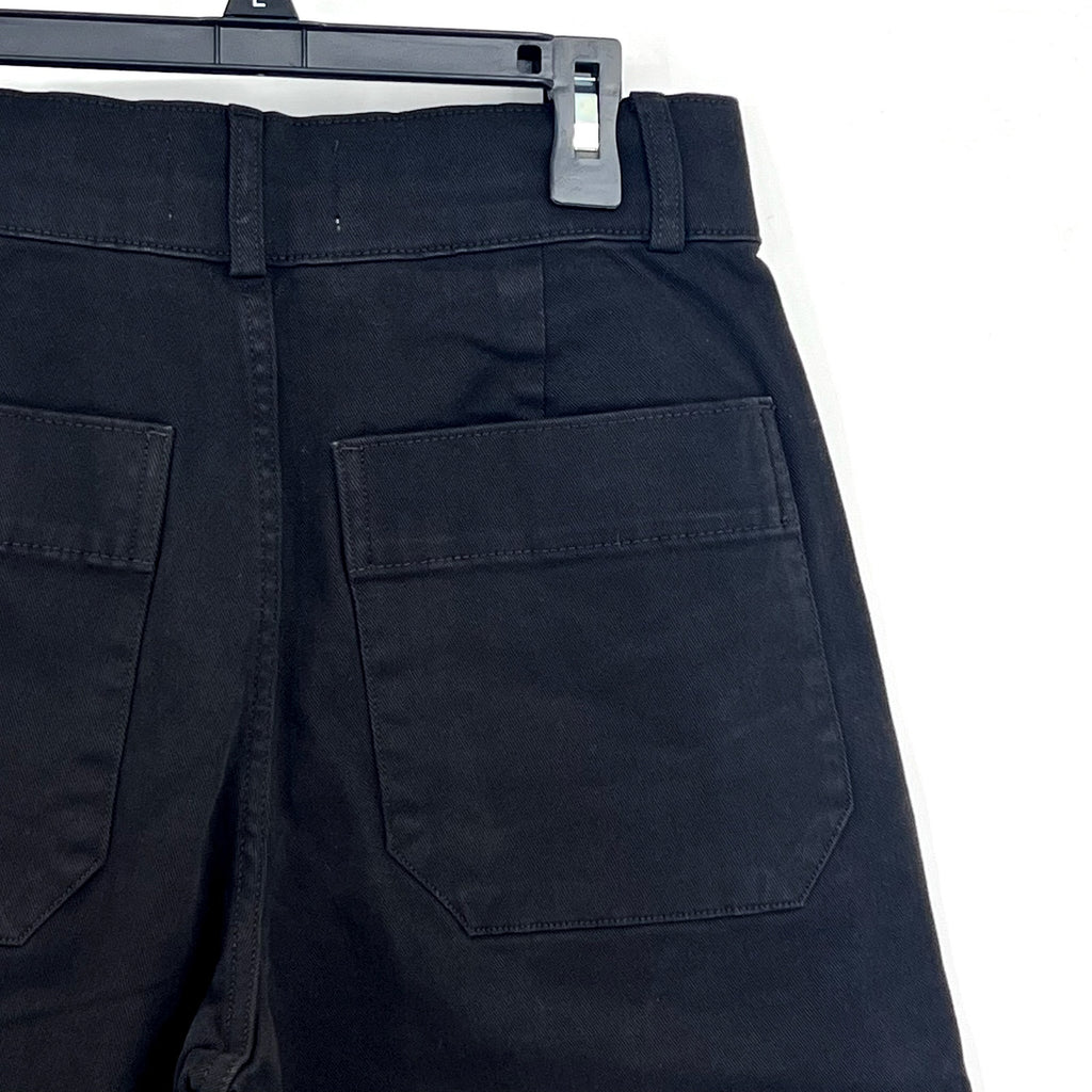 EVERLANE Womens Organic Wide-Leg Crop Pants Size 4 Black Chino Stretch Twill NWT