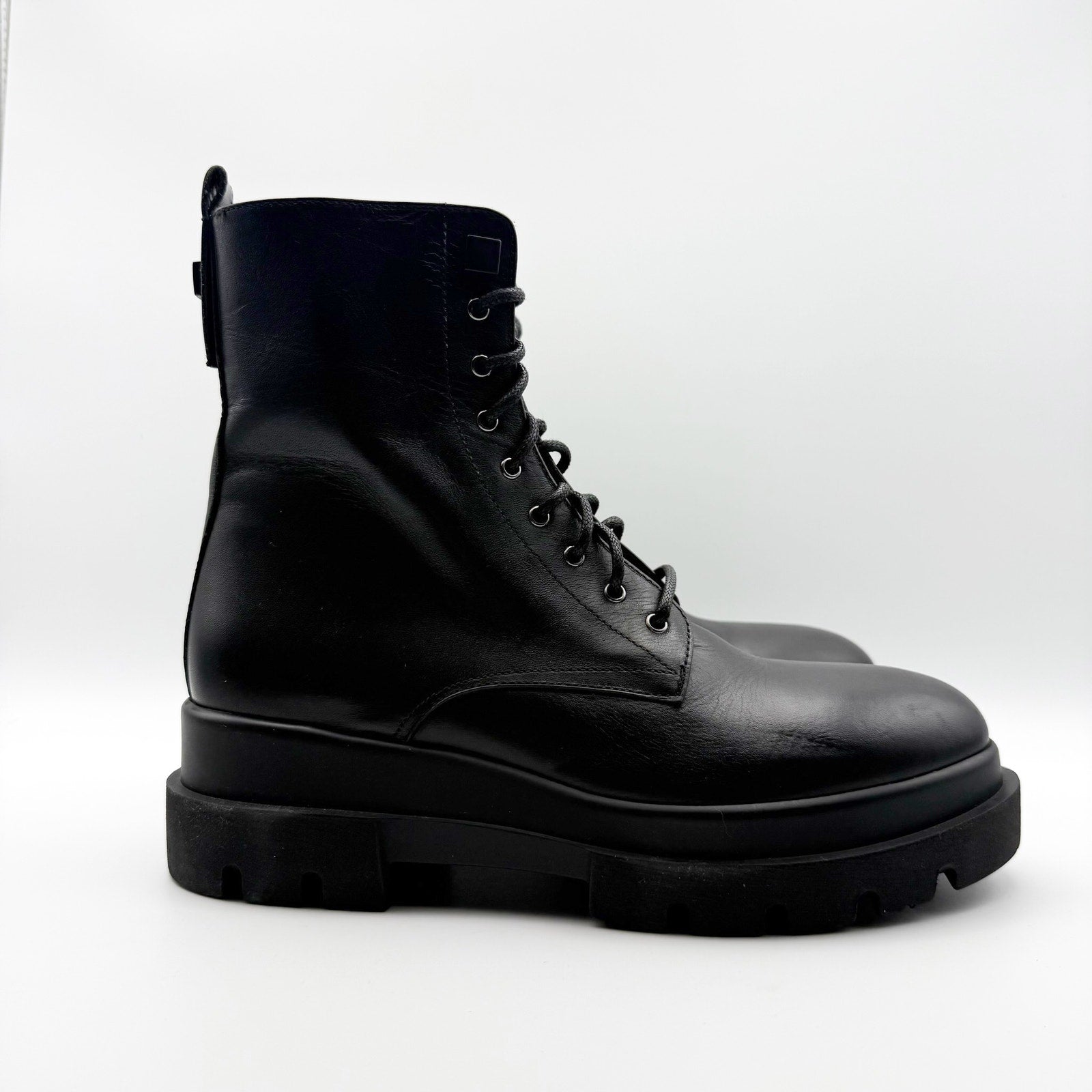 La Canadienne Womens Brendan Bootie EU 37 US 6-6.5 Black Leather Combat NWOB