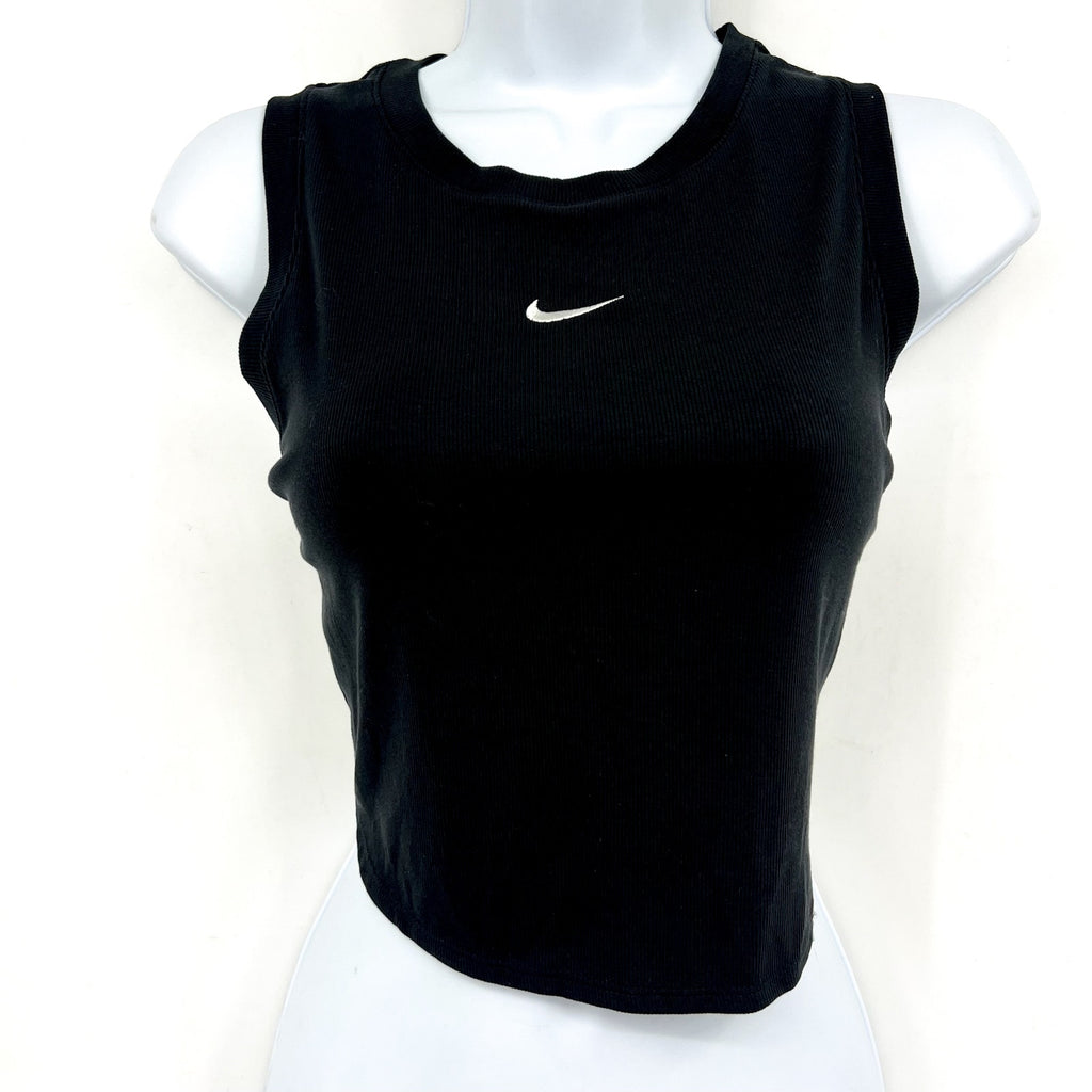 NIKE Sportswear Chill Knit Tight Cropped Mini-Rib Tank Top Large Black NWT