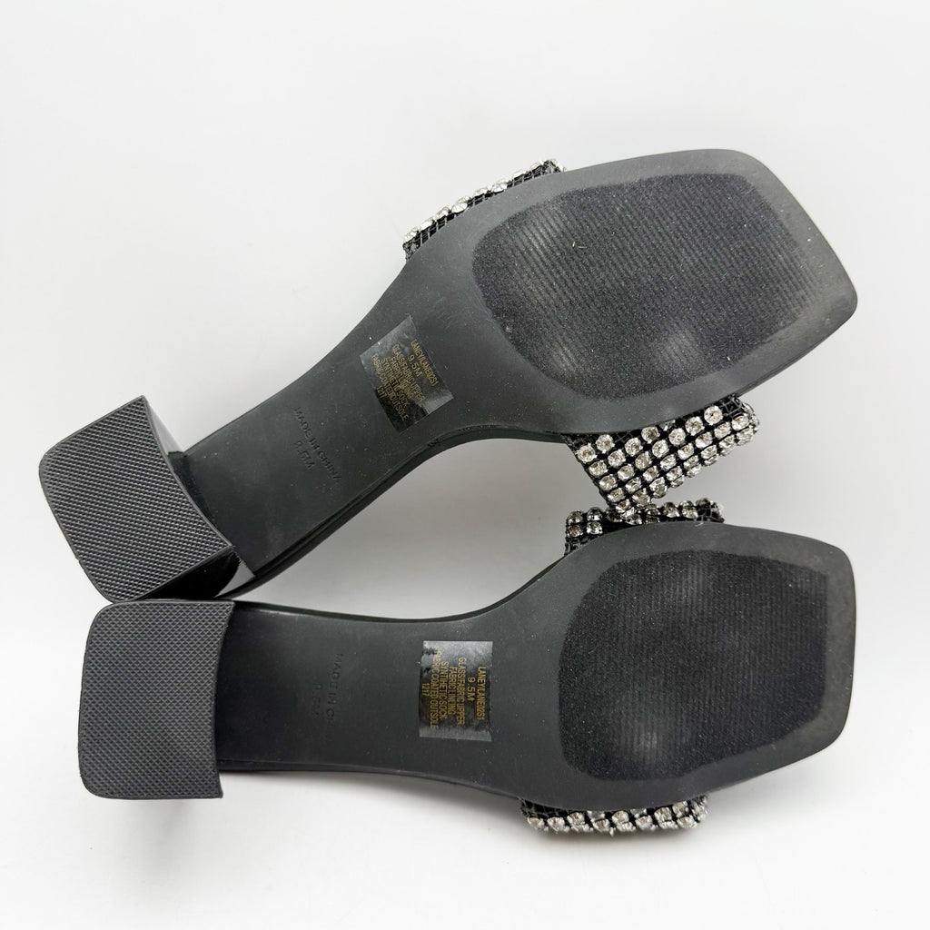 Steve Madden Womens Laney Heel Sandals Size 9.5 M Black Crystals Detail NWOB