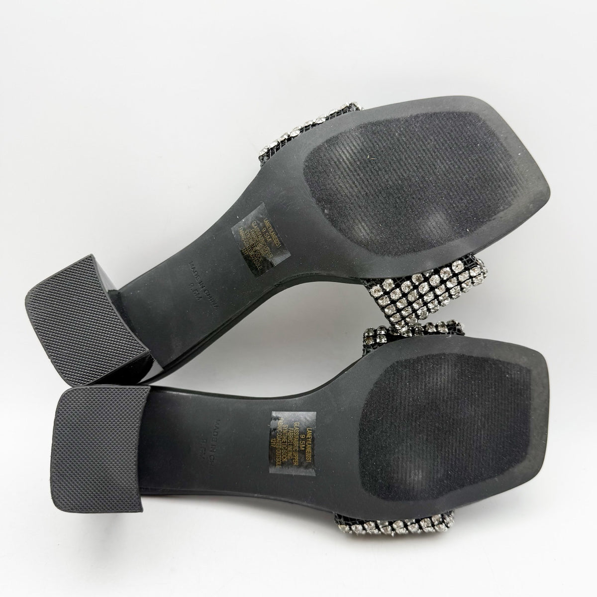 Steve Madden Womens Laney Heel Sandals Size 9.5 M Black Crystals Detail NWOB