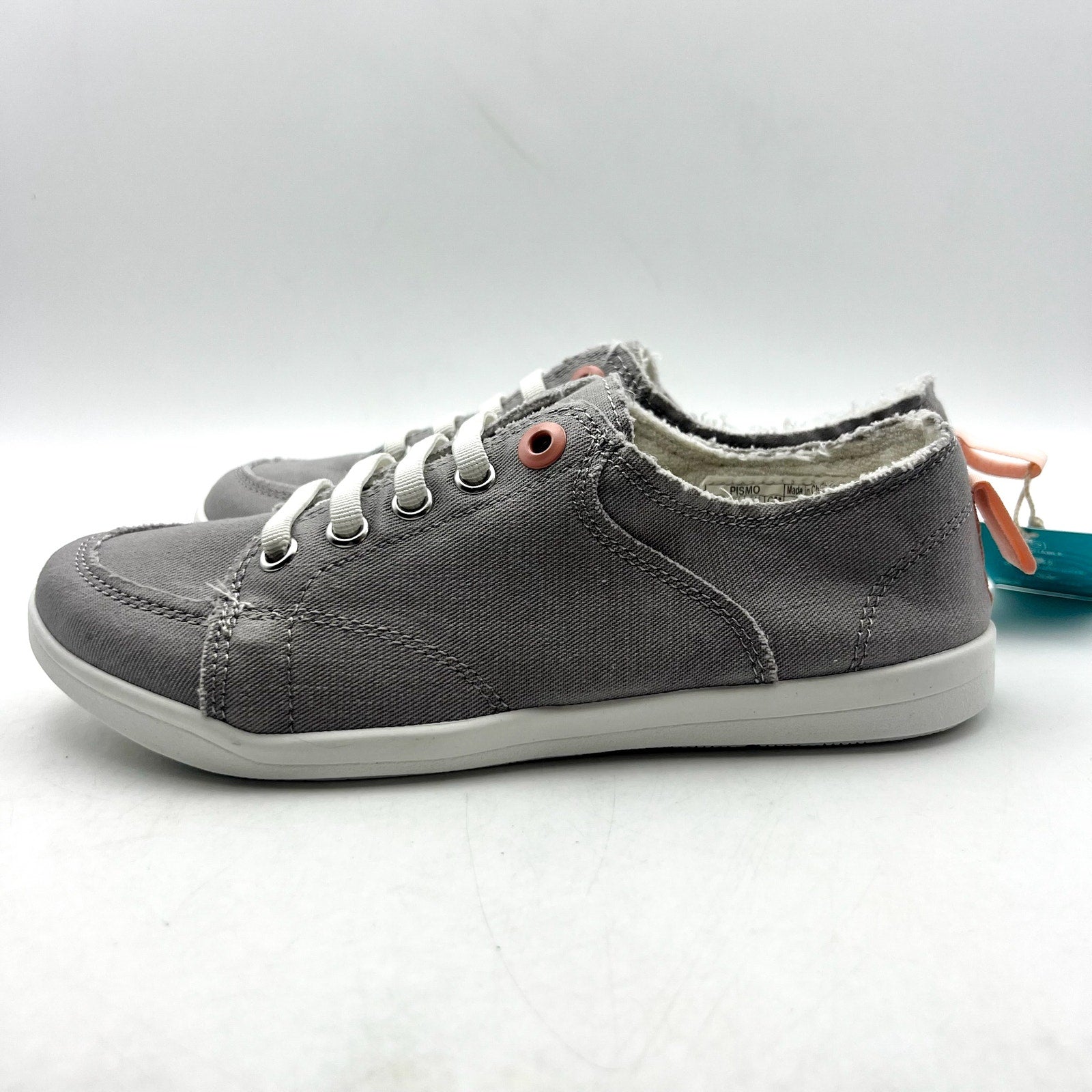 Vionic Womens Beach Pismo Sneakers US 5M EU 35 Gray Cotton Canvas Casual NIB