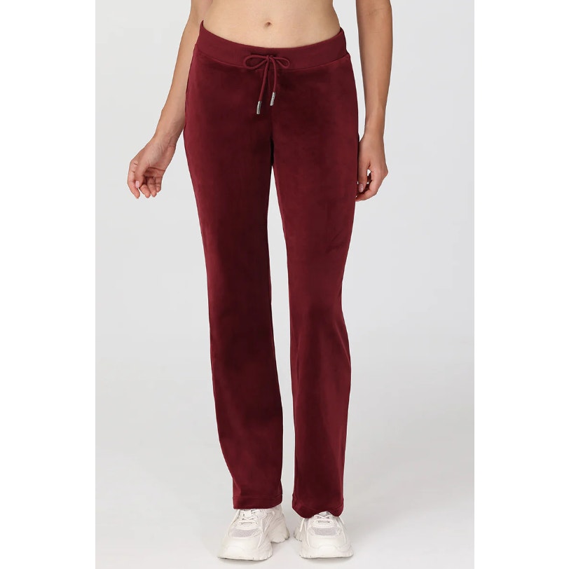 JUICY COUTURE Women's OG Big Bling Velour Track Pants Small Red Candied Fig NWT